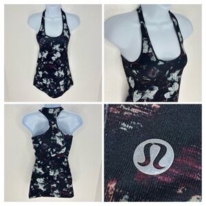 Lululemon Cool Racerback Static Blossom Tank Top Size 4* No Size Tag Chest 13"